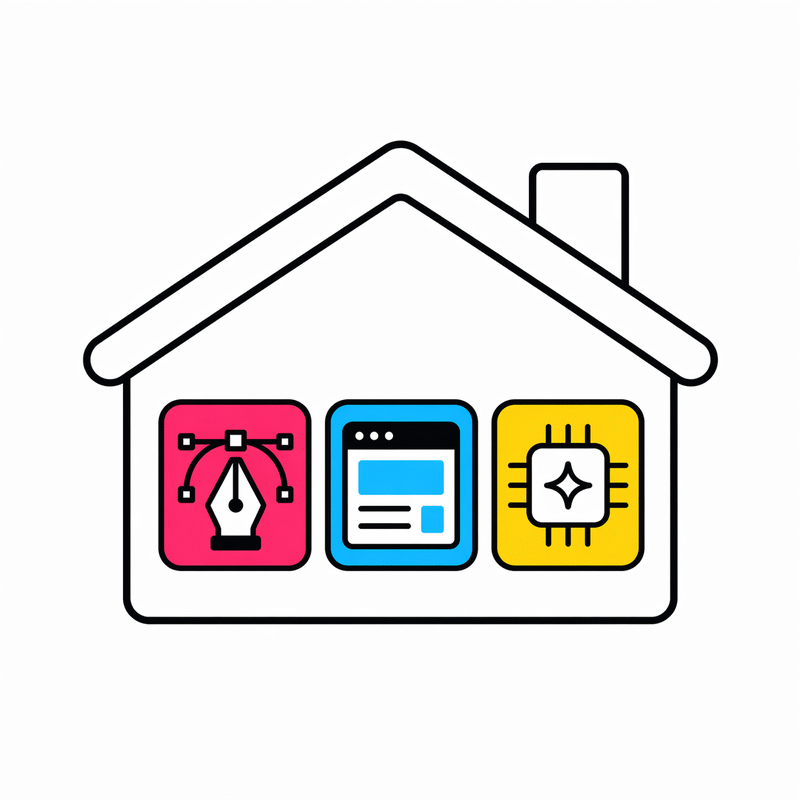 House holding three service icons