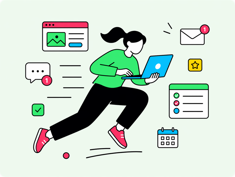 Person running with laptop