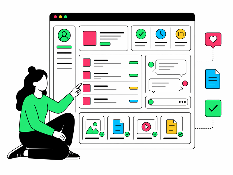 Designer working inside the Helmflux account dashboard