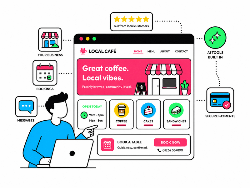 Helmflux website, design and AI tools for small UK businesses